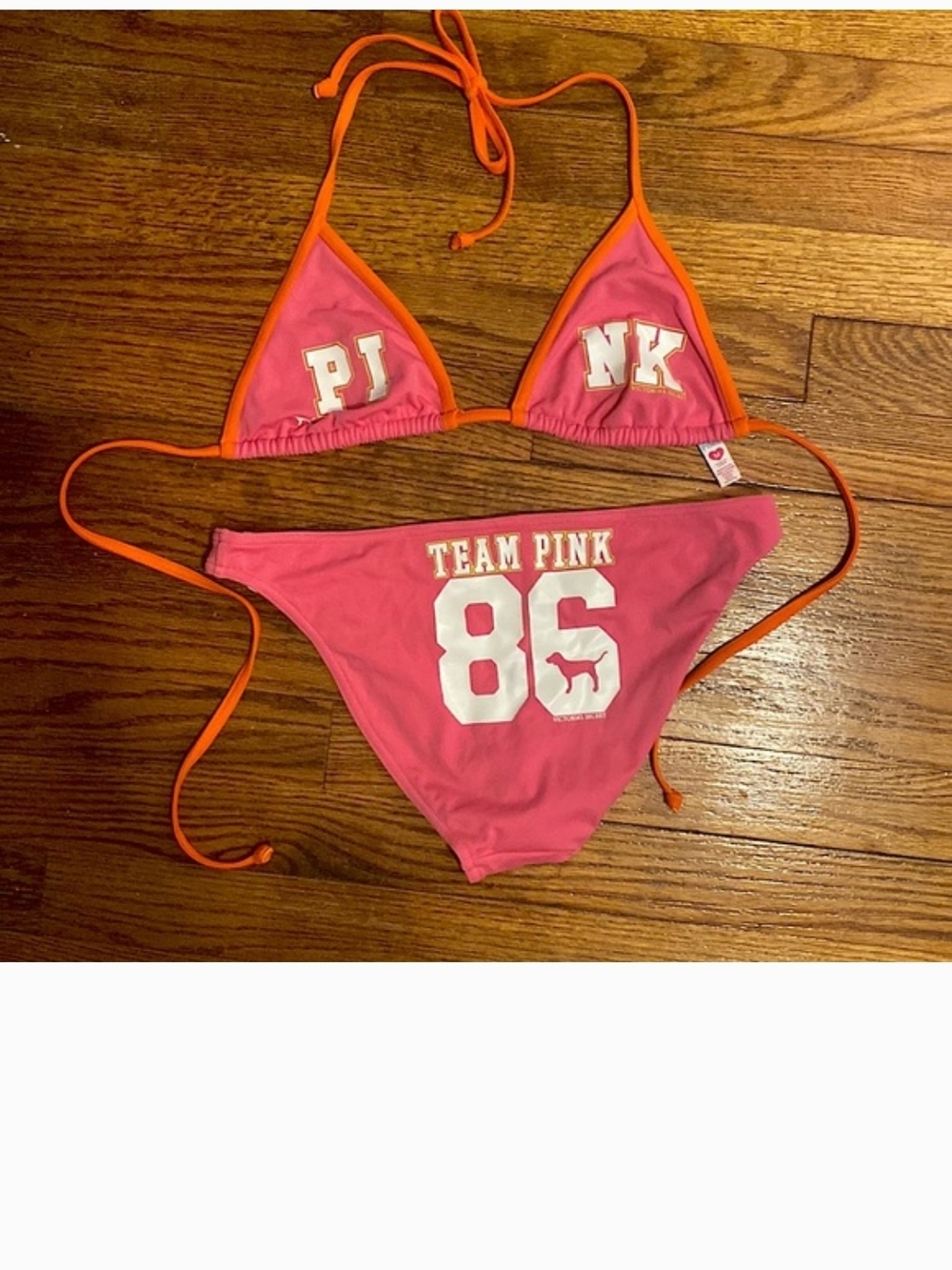 PINK Coral Bikini Set with Script Print - Picture 9 of 16